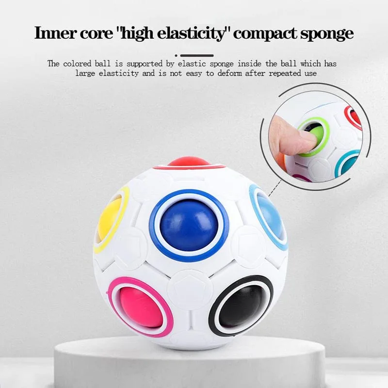 Magic Rainbow Puzzle Ball Cube Speed Ball Fun Stress Reliever Fidget Ball Toy Christmas Stocking Stuffers for Kids And Adults 5