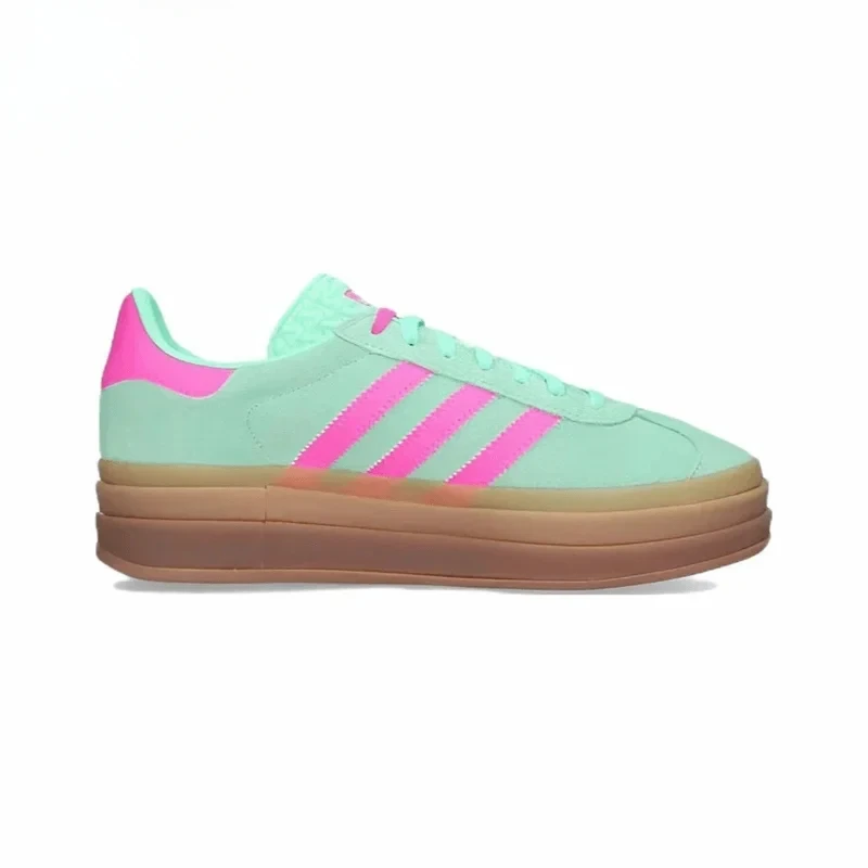 Sports Board Shoes Adidas Originals Gazelle Bold Women Skateboarding Thick Sole Casual Non-slip Wear Low Green Powder Brown H06125