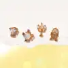 MIGGA 4pcs Fairy Small Candle Teapot Stud Earrings Set Fashion Zircon Crystal Women Girls Gift Jewelry 2