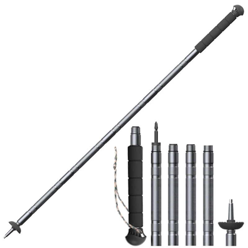 Trekking Pole Trekking Pole Multifunctional Aluminum Walking Sticks New Folding Outdoor Camping Hiking Stick Adjustable Ultralight Alpenstock