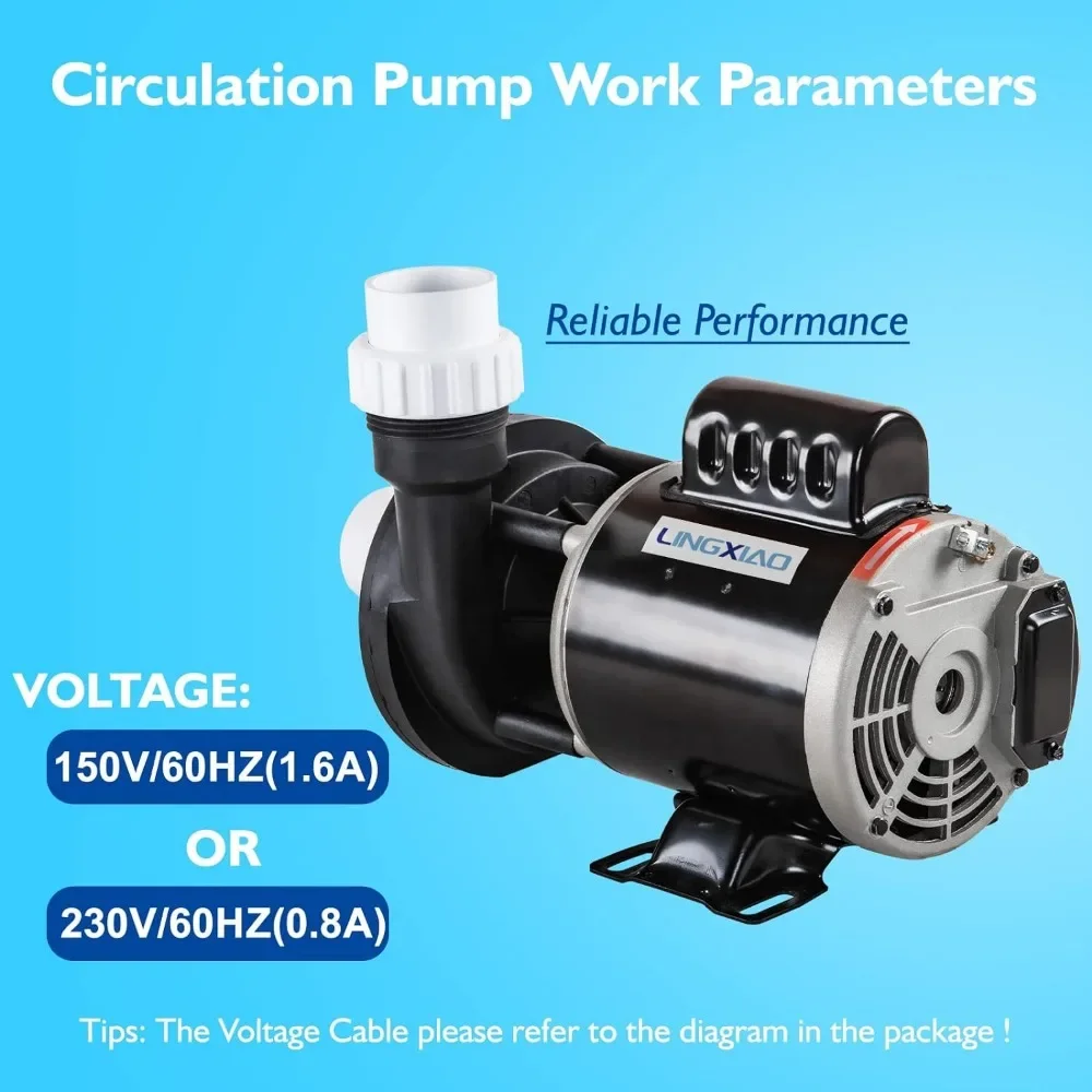 LINGXIAO SPA Circulation Pump, Single Speed Hot Tub Circulating SPA Pump for Replacement Mode, 0.25HP