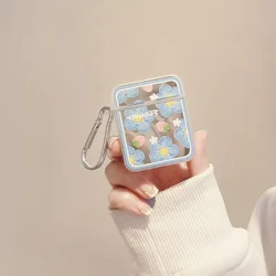 Blue Flowers Transparent TPU Earphone Case - Cute Protective Cover - Airpods Pro (01)