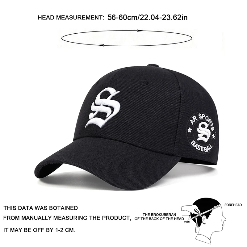 Baseball Caps Unisex Gothic S Letter Embroidery Side AR SPORT Spring Autumn Outdoor Adjustable Casual Sunscreen