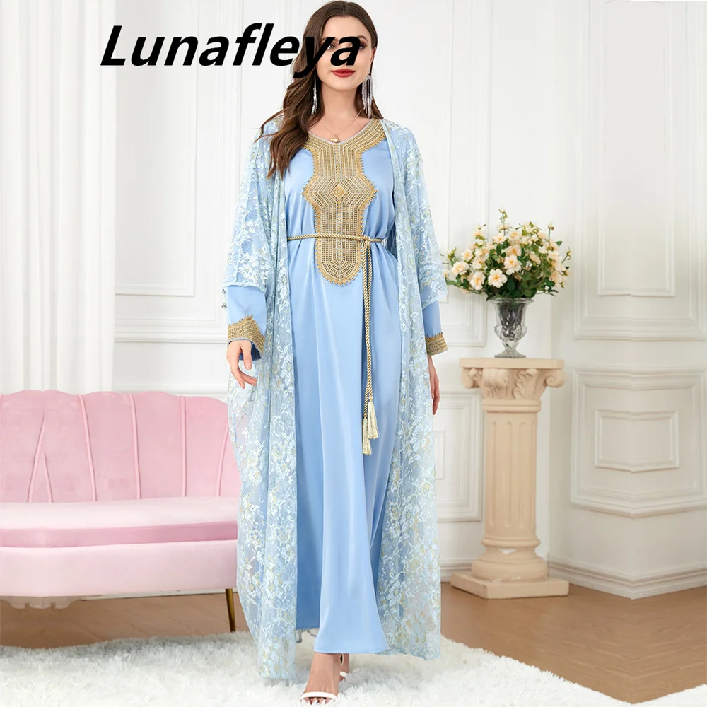 lunafleya-robe-de-soiree-musulmane-Elegante-col-en-v-manches-sulf-longueur-au-sol-bal-arabie-saoudite-2024