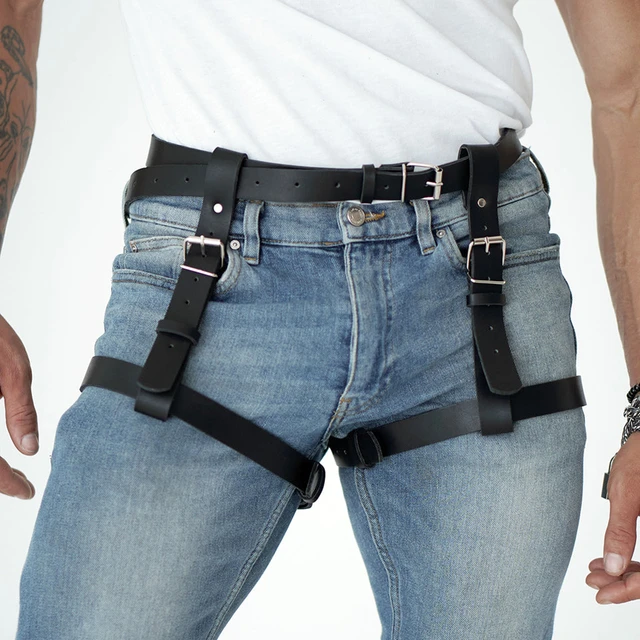 Harness for Men Pu Leather Leg Harness Suspenders Adjustable