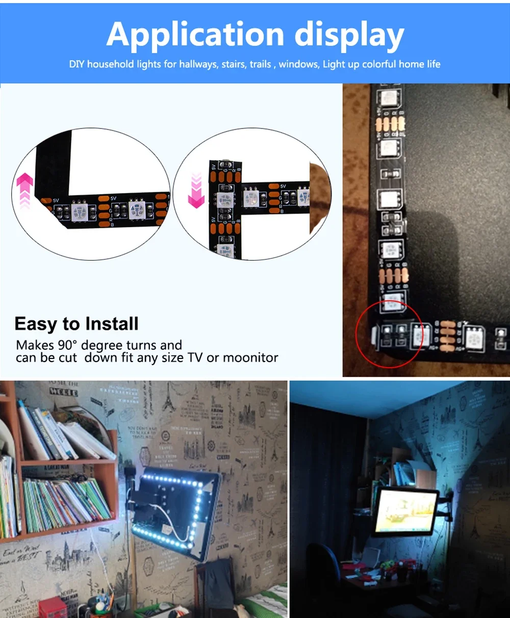 USB LED Strip Light 5V RGB Waterproof Black PCB 5050 0.5m 1m 2m 3m 4m 5m Led Strip Light Tape PC TV Backlight Remote Controller 5