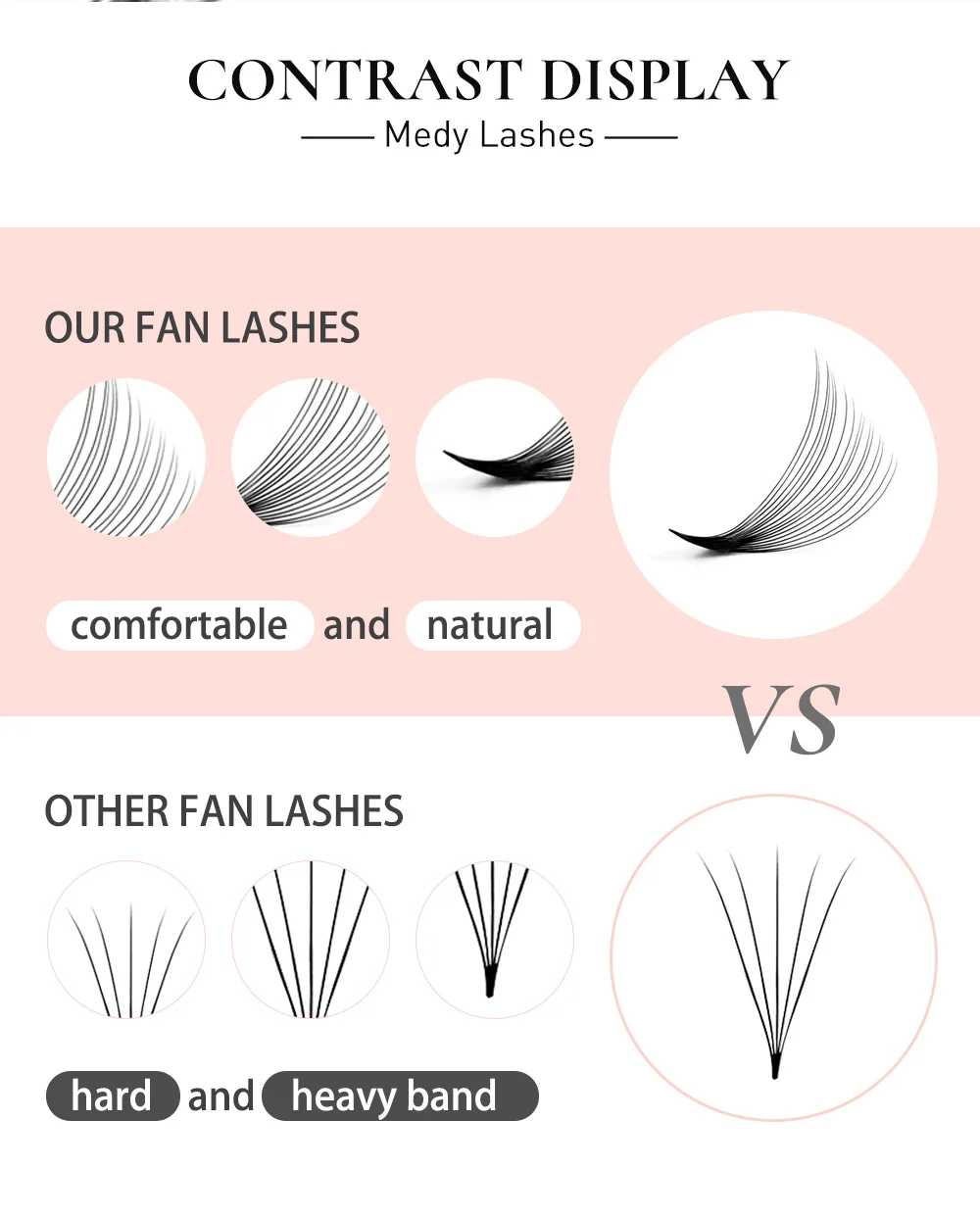 Description Picture 6 of item320 Premade Volume Fans 8 to 15MM C D Curl 5D-16D Individual Lashes Extension Pointy Stem Soft Russian Volum Faux Mink For Salon