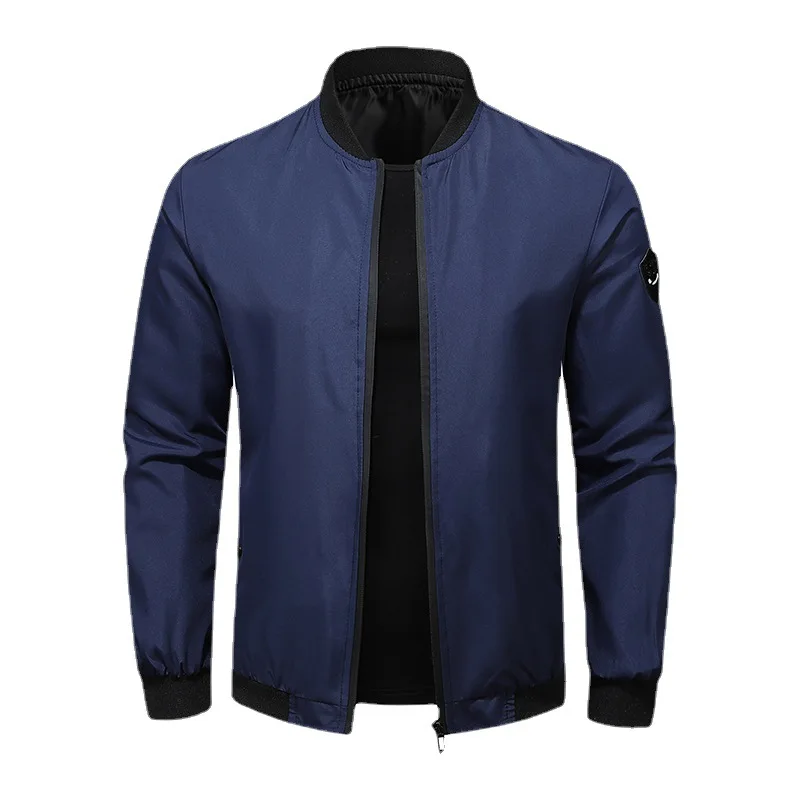 Spring Autumn Men's Stand Up Collar Casual Jacket Cardigan Zipper Baseball Jacket Fashion Solid Oversized Slim Breathable Coat