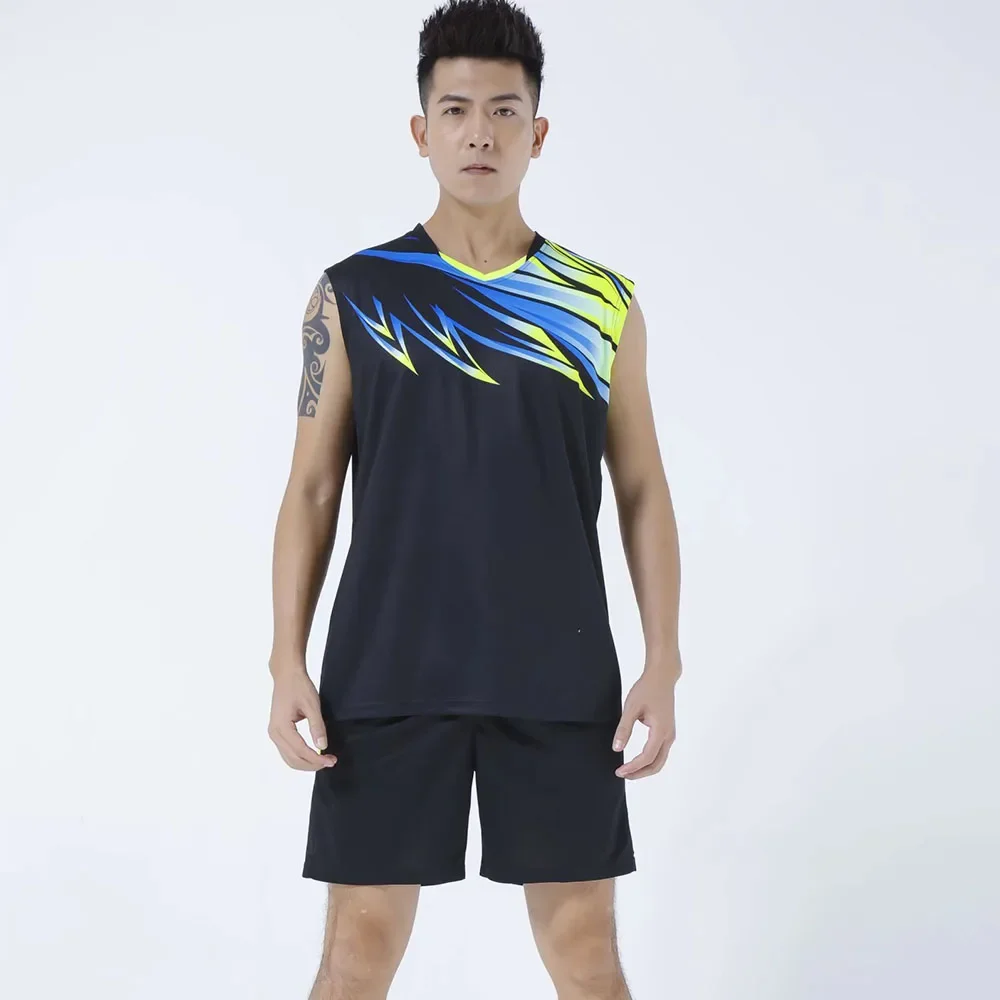 volleyball shirts Men Badminton Shirt pingpong sleeveless T Shirts Table Tennis Set Team Game Running Sport Fitness Gym