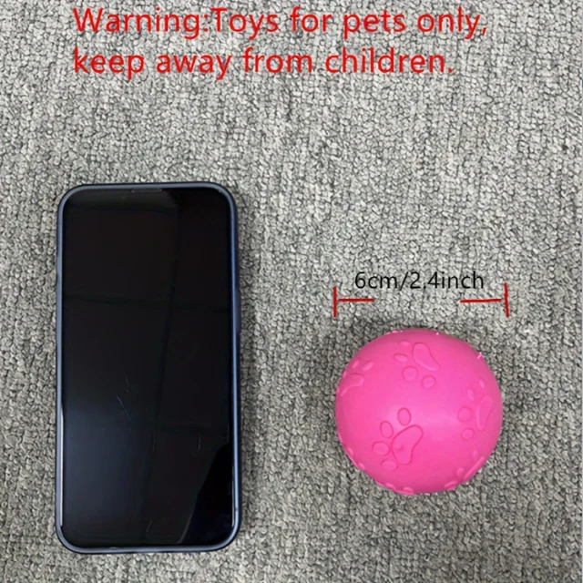 Squeaky Rubber Dog Toy Ball Cartoon Paw Print Design Small Breeds Durable Chew Dental Health Pet Plaything Interactive Dog Toys 6