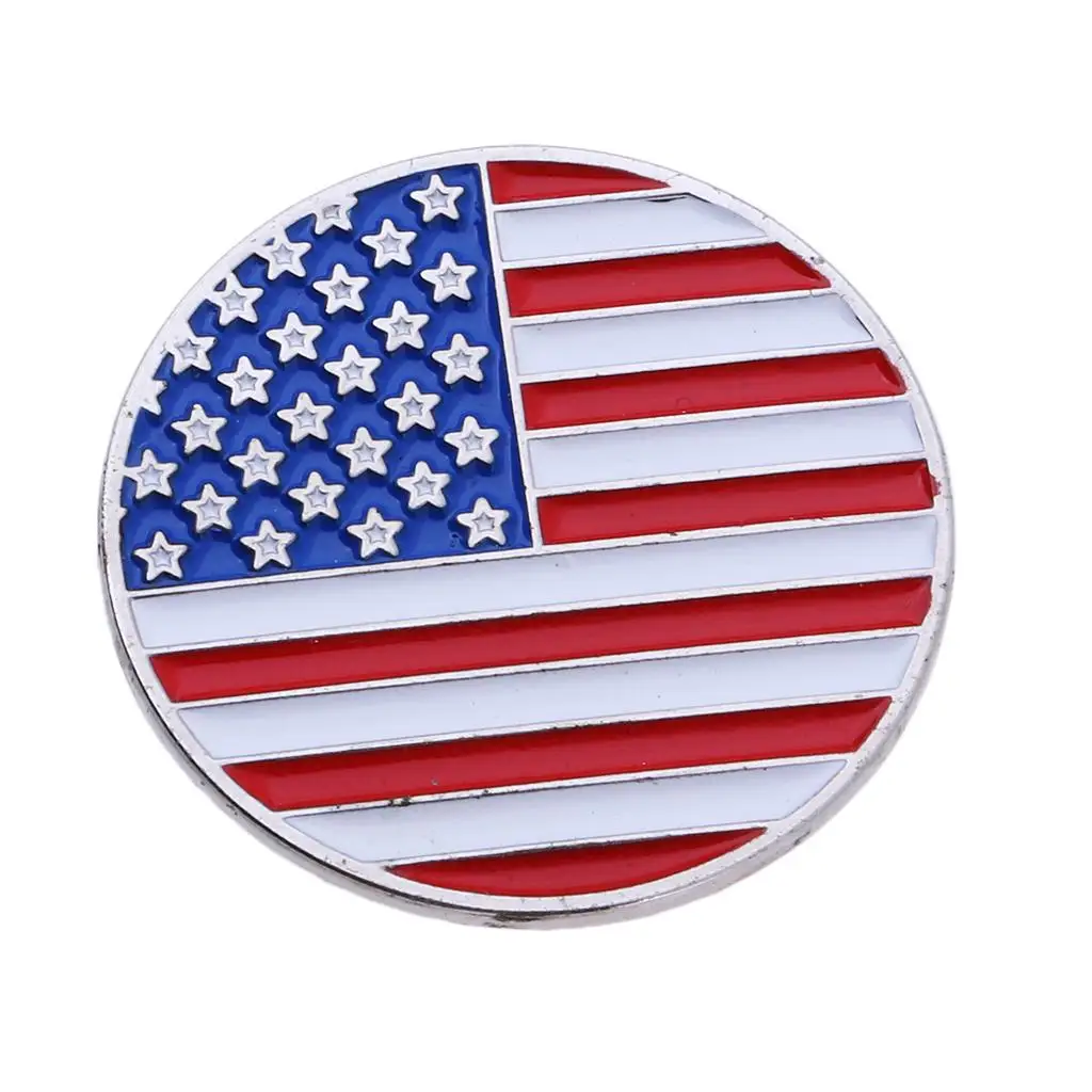 Golf Ball Marker With Hat Clip "American Flag" 24mm for Ball Marker