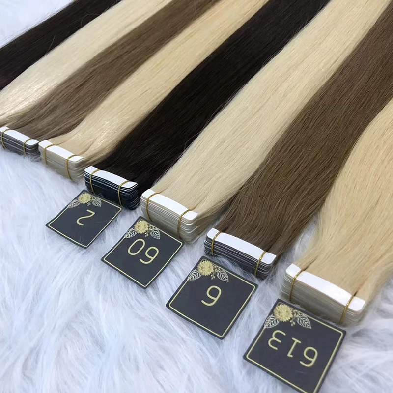 28inch Tape In Human Hair Extensions Peruvian Machine Remy Straight Natural Skin Weft Human Hair Tape On Adhesive 40pcs/100g