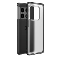 Luxury Slim Matte Clear Shockproof Case with Rubber Bumper and Skin Feel for OnePlus 12 (Black)