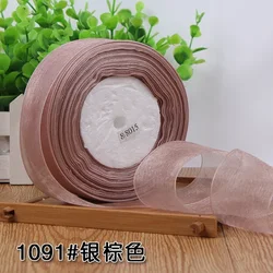 Versatile Red Organza Ribbon for DIY Crafts and Gift Wrapping - 45m Roll (Silver brown)