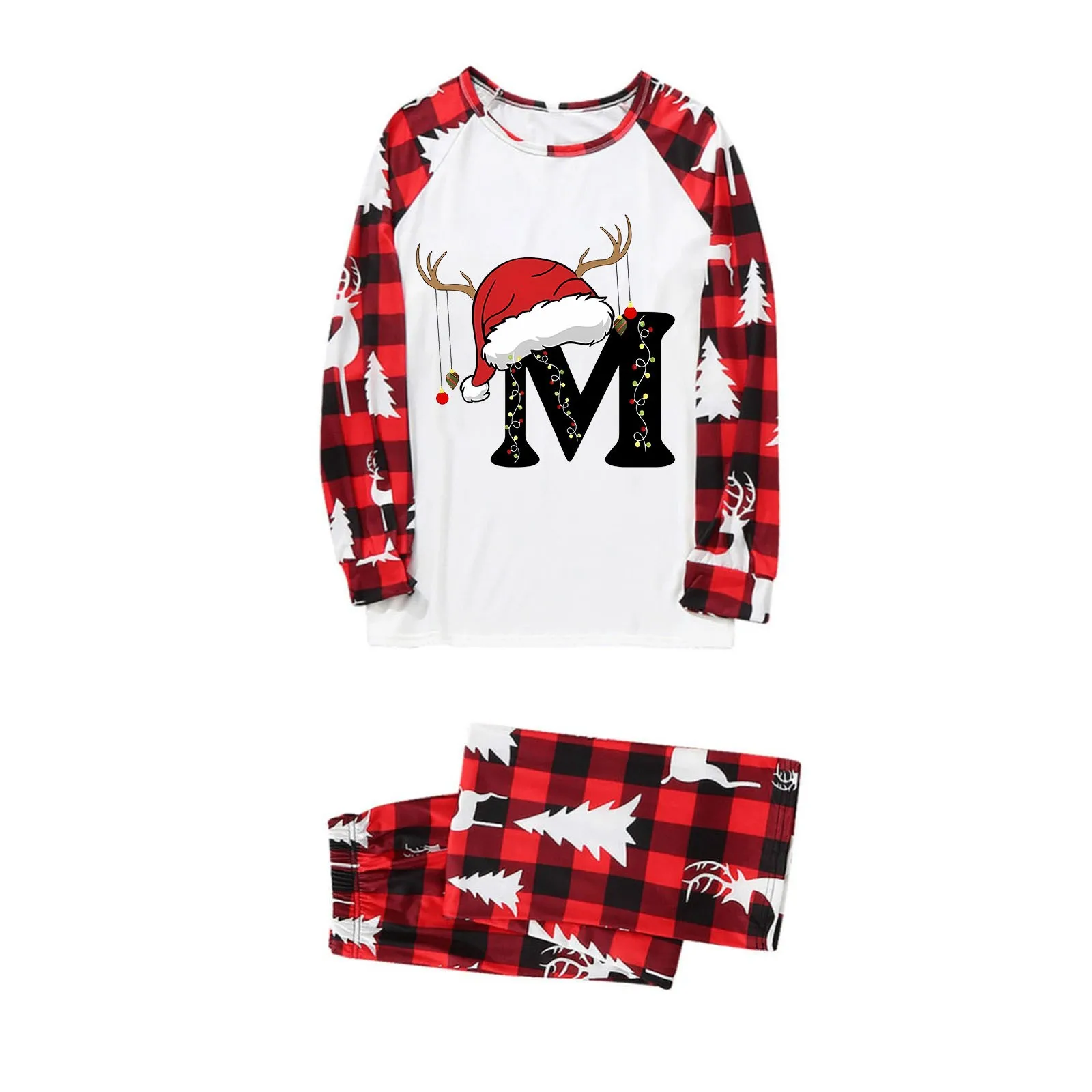 thumbnail image 5 of Conjuntos familiares a juego para Navidad 2024, pijamas, ropa de estar por casa, conjuntos familiares a juego con camisetas y pantalones de manga larga, ropa de dormir, 5 of 5
