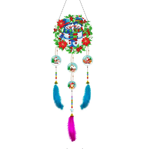 

DIY Diamond Painting Dream Catcher With Natural Feathers Wind Chimes Home Craft For Wall Hanging Home Decoration