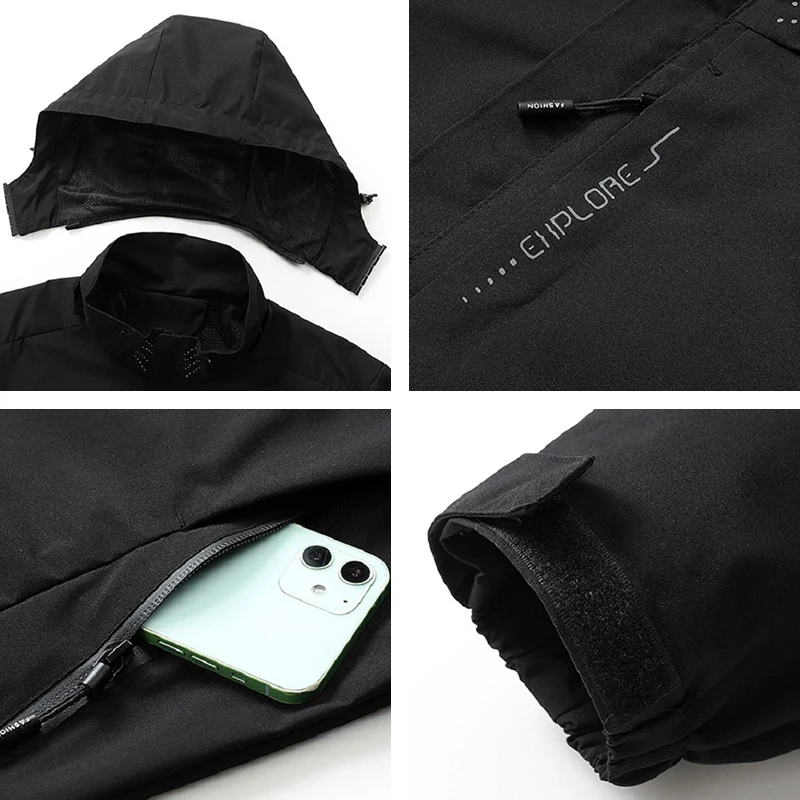 Spring Autumn New Men Casual Jacket Men Outdoor Windproof Waterproof Tactical Jacket Coat Detachable Hat Jackets Male M-5XL 6