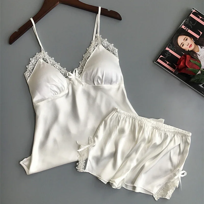 Sexy Lingerie Women's Satin Silk Pajama Summer Spaghetti Strap Sleepwear