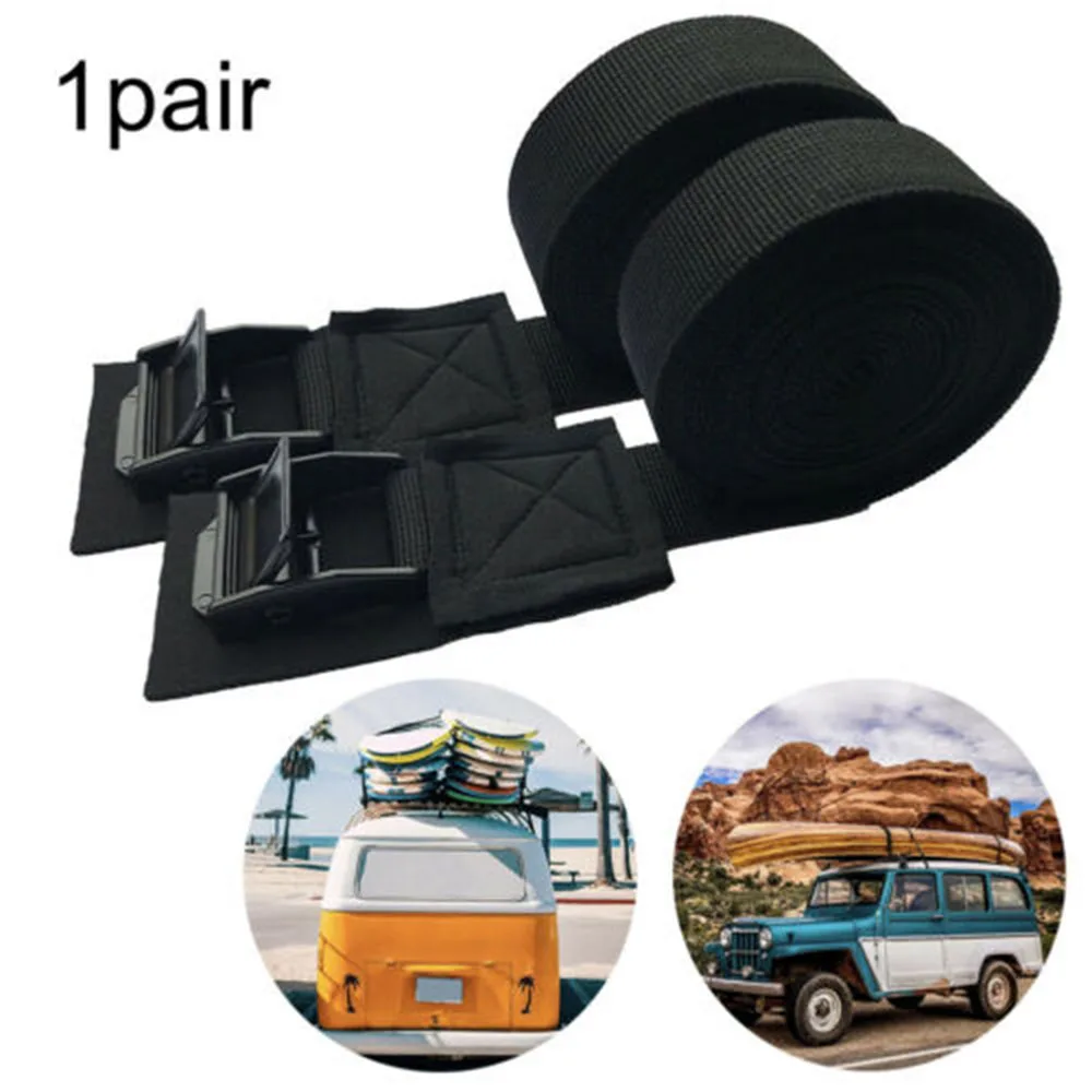 

1Pair 9.8 Ft Auto Roof Rack Kayak Cam Buckle Lashing Strap Tensioning Belts Release Lashing With Buckle Safety Rally 250 Kg