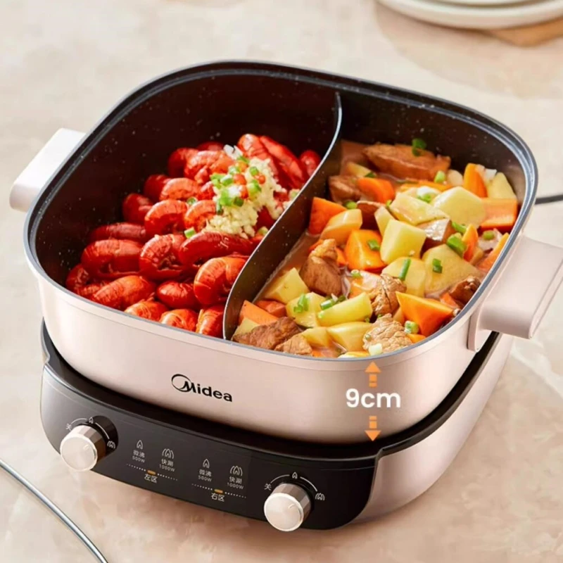 Midea 220V Double Flavour Electric Hot Pot 6.5L Multi Pot 2000WHousehold Electric Hot Pot Non-stick Split Electric Cooker 3