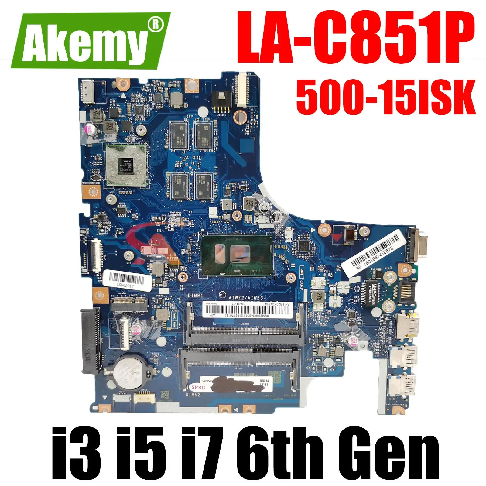 

LA-C851P Motherboard For Lenovo 500-15ISK Laptop Motherboard Mainboard CPU I3-6100U I5-6200U I7-6500U R7 M360 2G DDR3