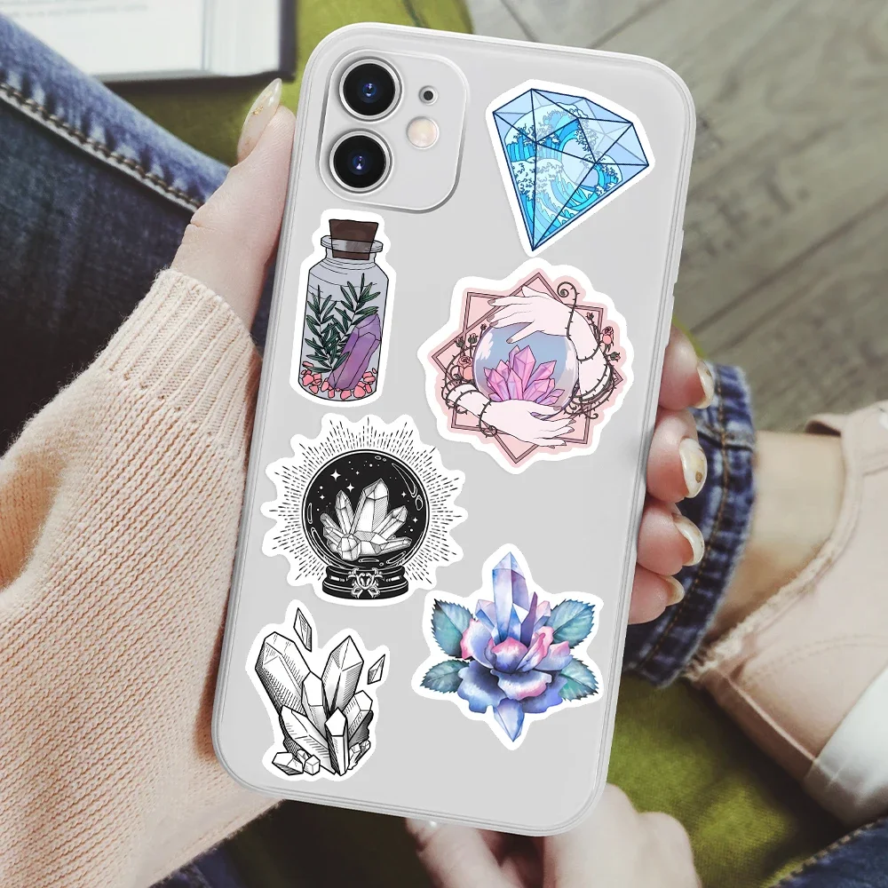 Watercolor Crystal Stickers Amethyst BOHO Mystery Psychic Decorative DIY Gift Decal for Phone Laptop Bottle Scrapbook Waterproof