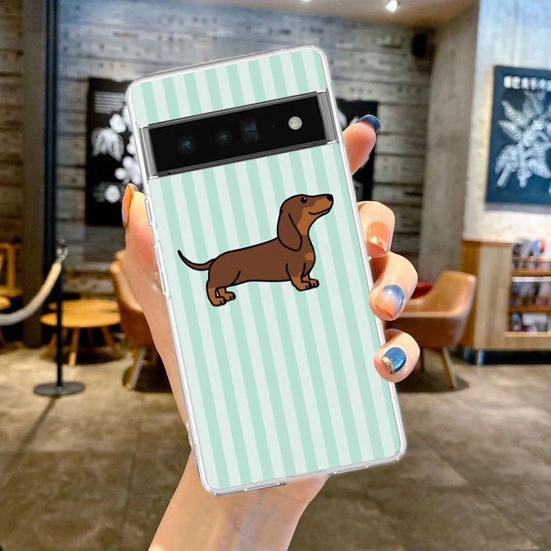 Clear Phone Case with Cute Dachshund Bulldog Design - Soft TPU Cover