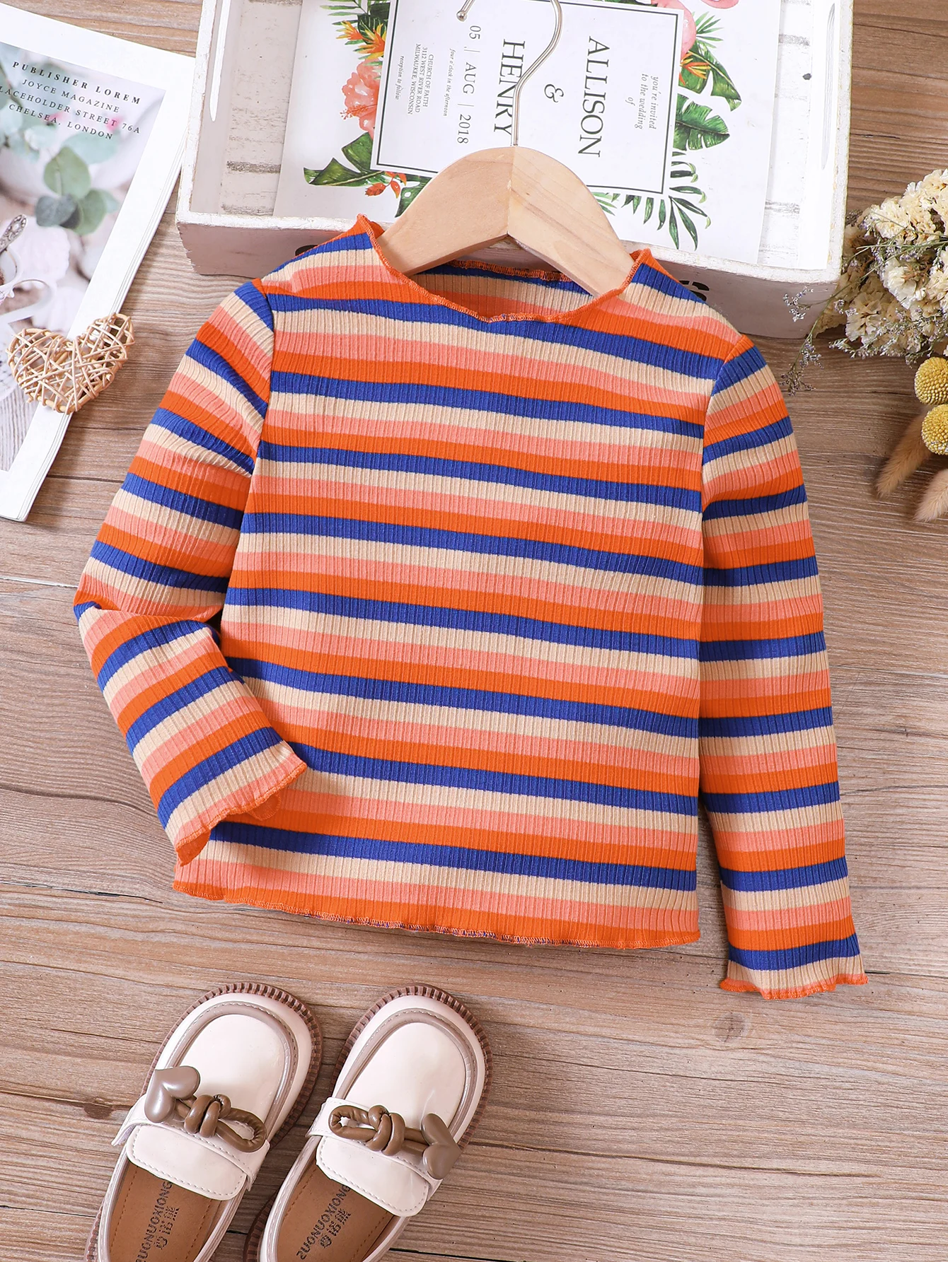 Kids Shirts Spring And Autumn Girls Long Sleeved Striped