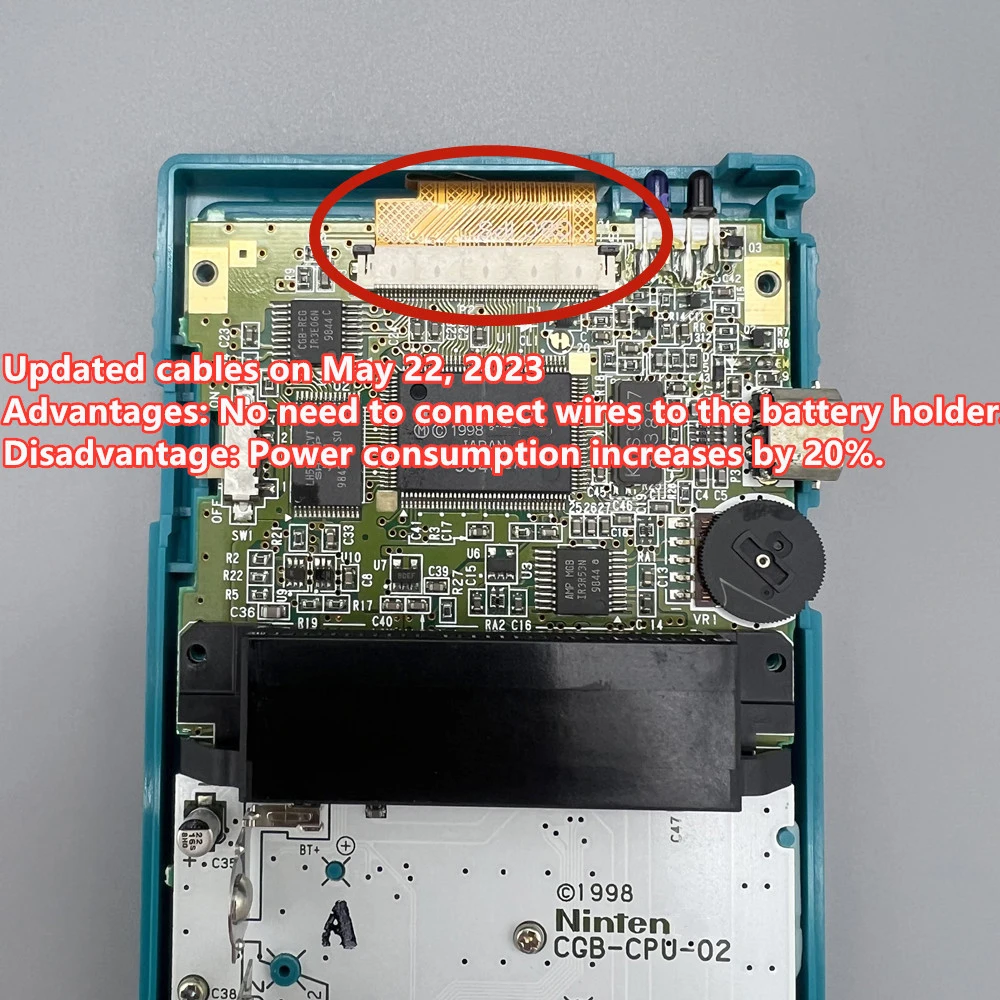 Kit de Painel Lcd para Gameboy Color Alto Brilho Tela de Retroiluminação Gbc V5.0 Gbc 2.45 Ips Conjunto - Image 5
