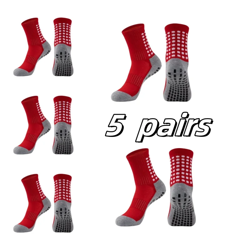 5 Pairs Non-Slip Silicone Grip Football & Sports Socks