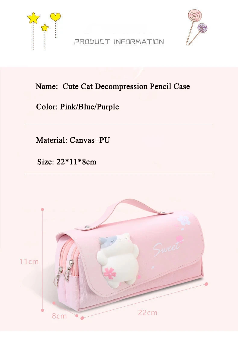 3D Kawaii Nette Federmäppchen Mädchen Dekompression Stift Tasche Schule Liefert Ästhetische Organizer Box Koreanische Schreibwaren – Detail 1