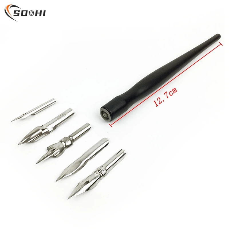 Manga Pen Tip Pen Pen Set Anime Paint Drawing Penna Multifunzione Dip Calligrafia Drawing Tool Set 5 Nib Con 1 Supporto