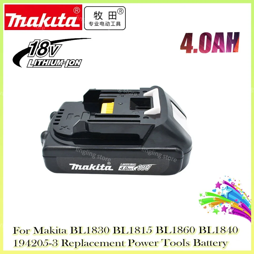 

Original Makita Rechargeable 18V 4.0Ah Li-Ion Battery BL1830 BL1815 BL1860 BL1840 194205-3 Replacement Power Tools Battery