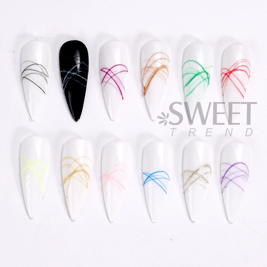 12pcs 5ml Spider Wire Gel Nail Polish Creative Colorful Drawing Flower Painting Line DIY Nail Art Design Gel Polish Varnish Glue