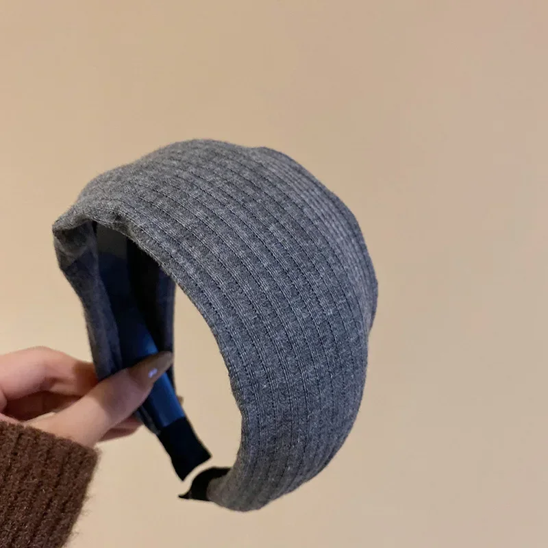 Neue Vintage Stricken Tuch Stirnbänder für Frauen Einfarbig Breiten Streifen Haarband Hohe Schädel Top Rutschfeste Elegante Haar Zubehör – Detail 35