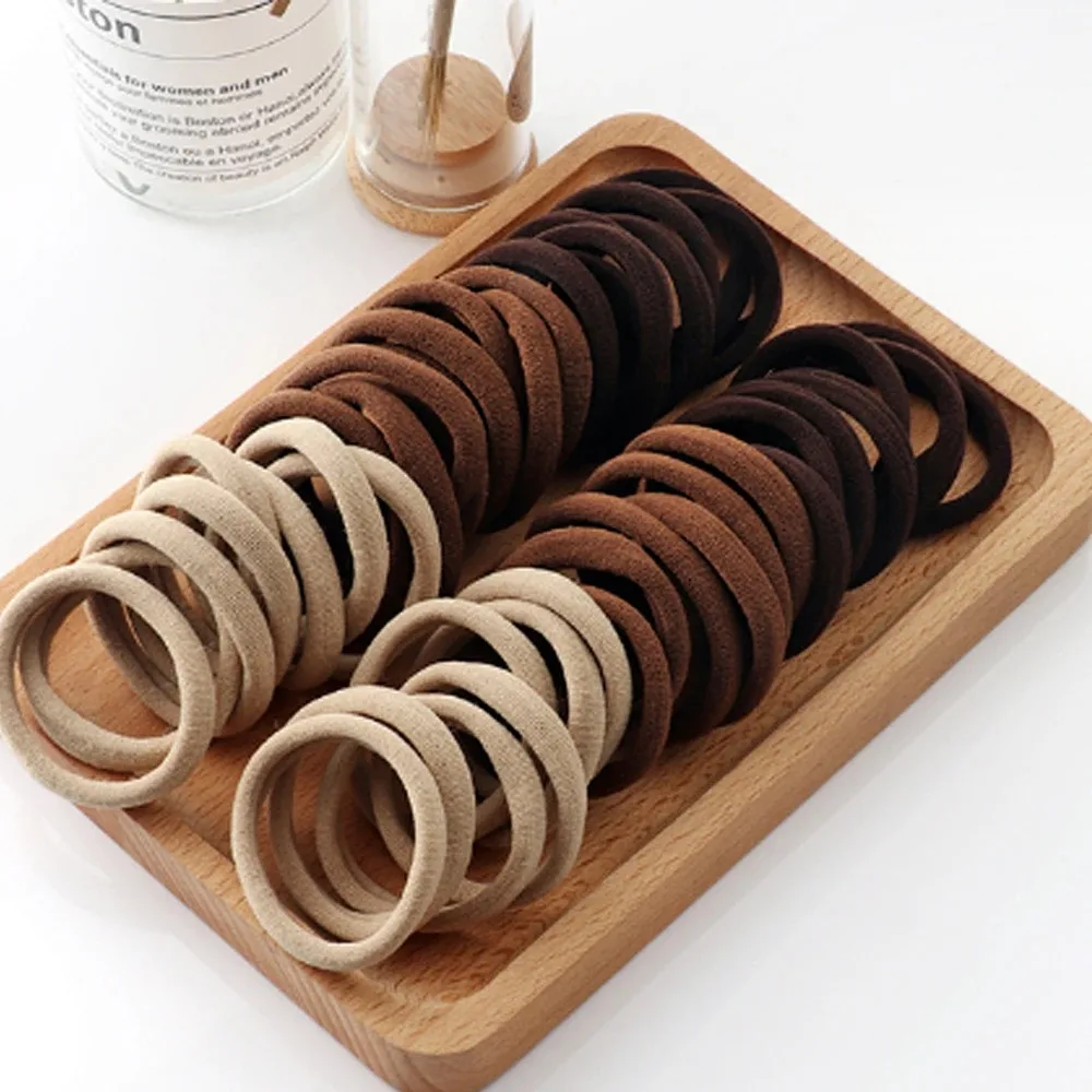 Hair-Friendly Hair Bands 50/100pcs – Soft Elastic Ties for Women Girls Styling & Braiding