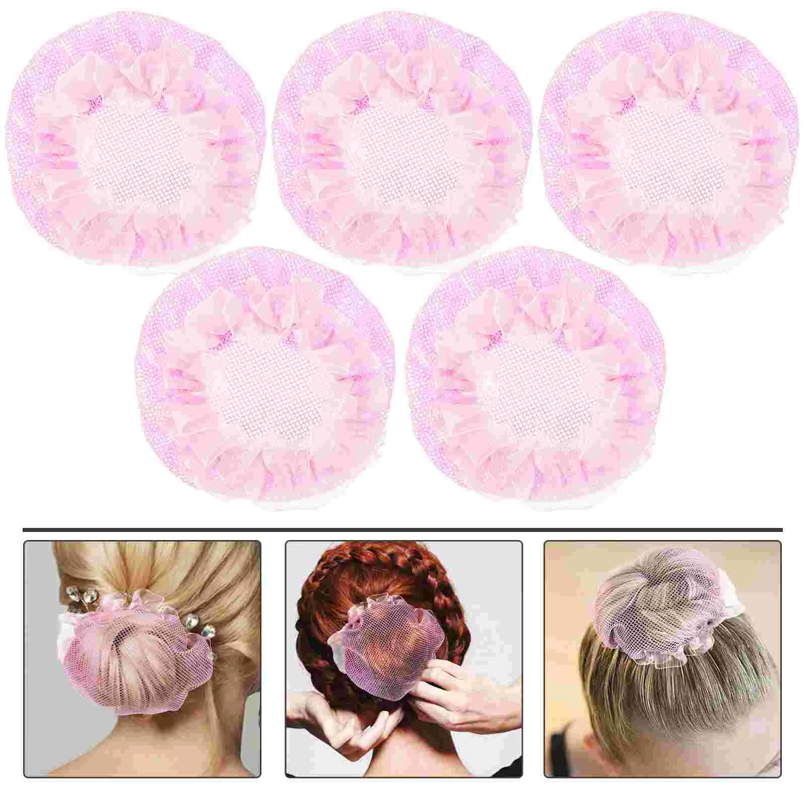 5 Pcs Hair Bun Net Bobby Pins for Women Ballet Dancing Clips Nets Cover Elasticity