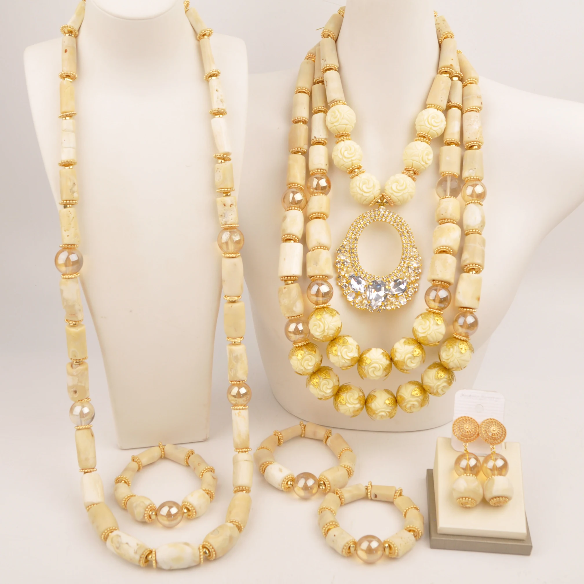 

Модное Африканское свадебное ожерелье с коралловыми бусинами, комплект ювелирных изделий в нигерийском стиле для пары