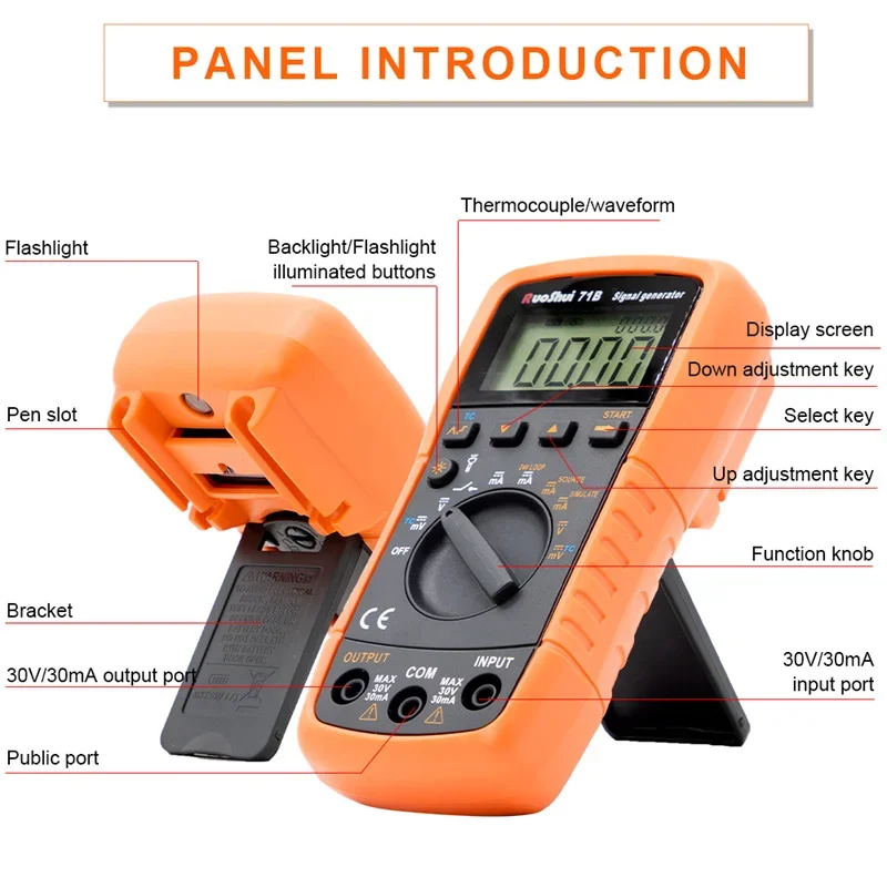 VC71B Signal Generator 4-20ma Current Voltage Analog Signal Source Handheld Process Calibrator Voltage Current Signal Generator 6