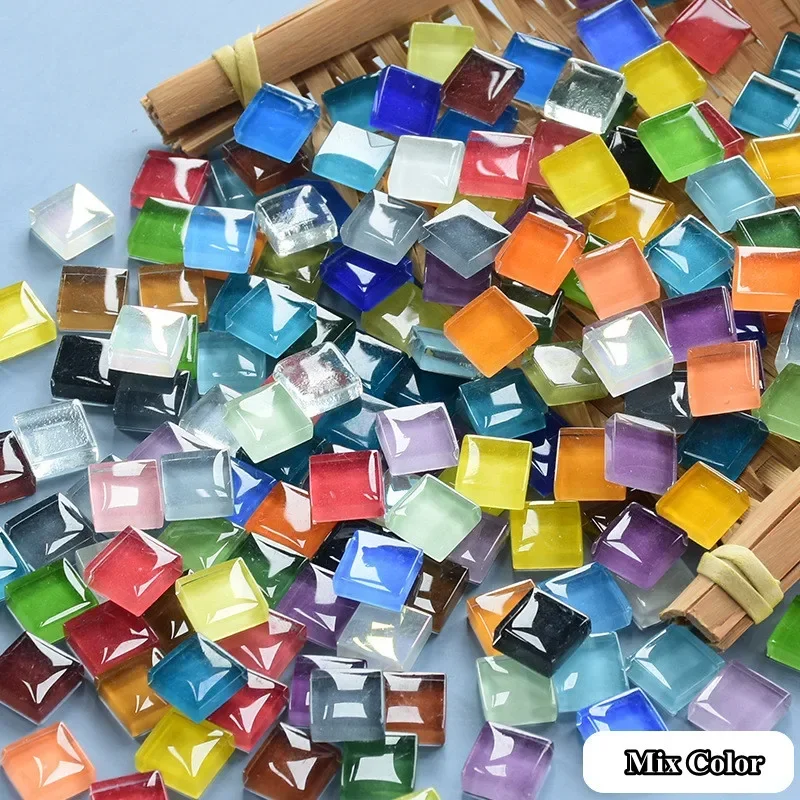 300g 1x1cm DIY Square Crystal Glass Colorful Mosaic Tiles For DIY Arts