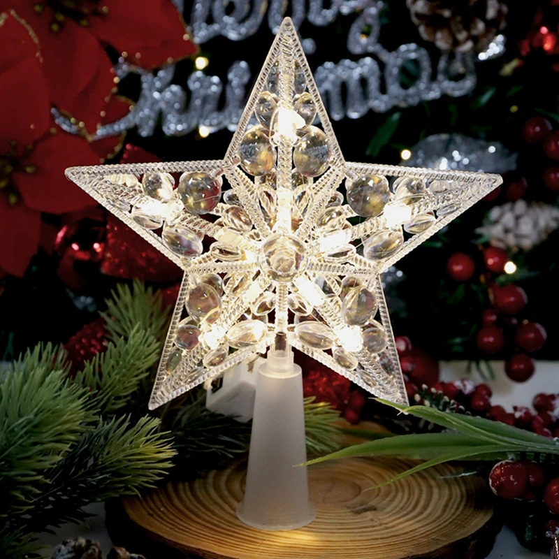 Estrella Para Árbol De Navidad Dorada De 23 Cm – Decoración Brillante Con Lentejuelas Para La Punta Del Árbol