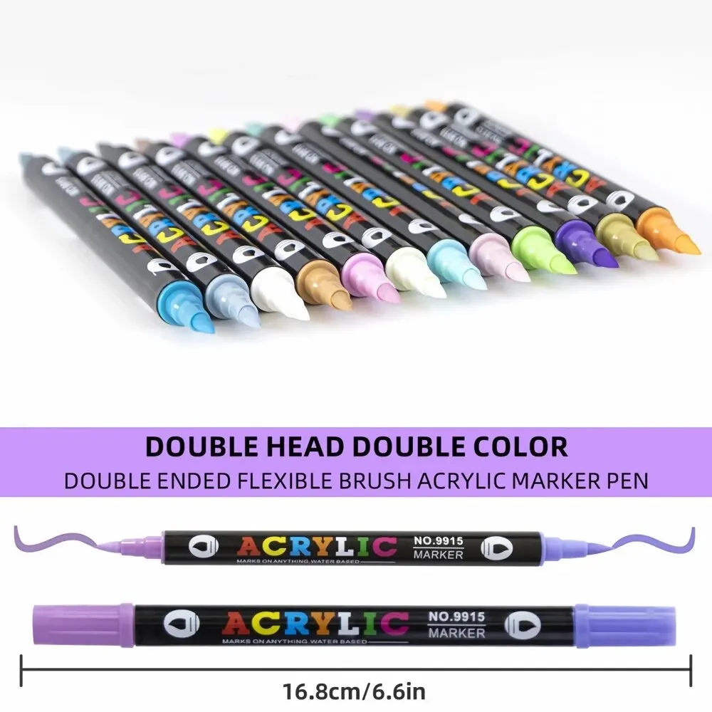 Acrylic Marker Pen Double Headed Different Color Acrylic Marker Pen Color Art Graffiti Pen Waterproof Opaque Water-Based Soft Headed Pen, Acrylic Paint Markers, Pen Marker, Color Marker Pens, Paint Marker Pen, Markers Pen, Marker Pens, Marker Pen, Art Marker Pens, Art Markers, Paint Marker Pens