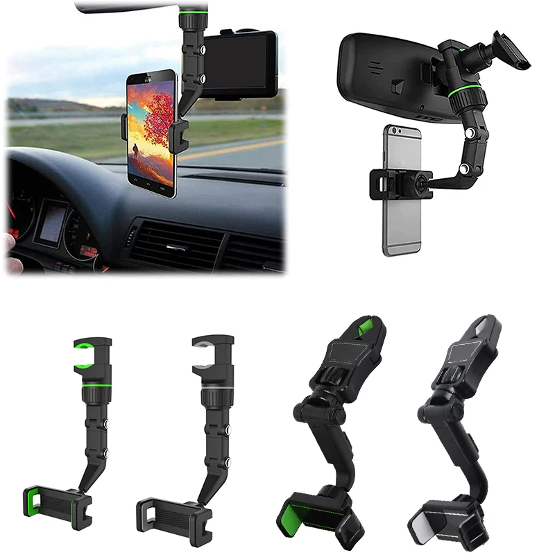 

Multifunction 360 Degree Rotatable Car Phone Holder Car Rearview Mirror Seat Hanging Clip Bracket Phone Stand Auto Accessories