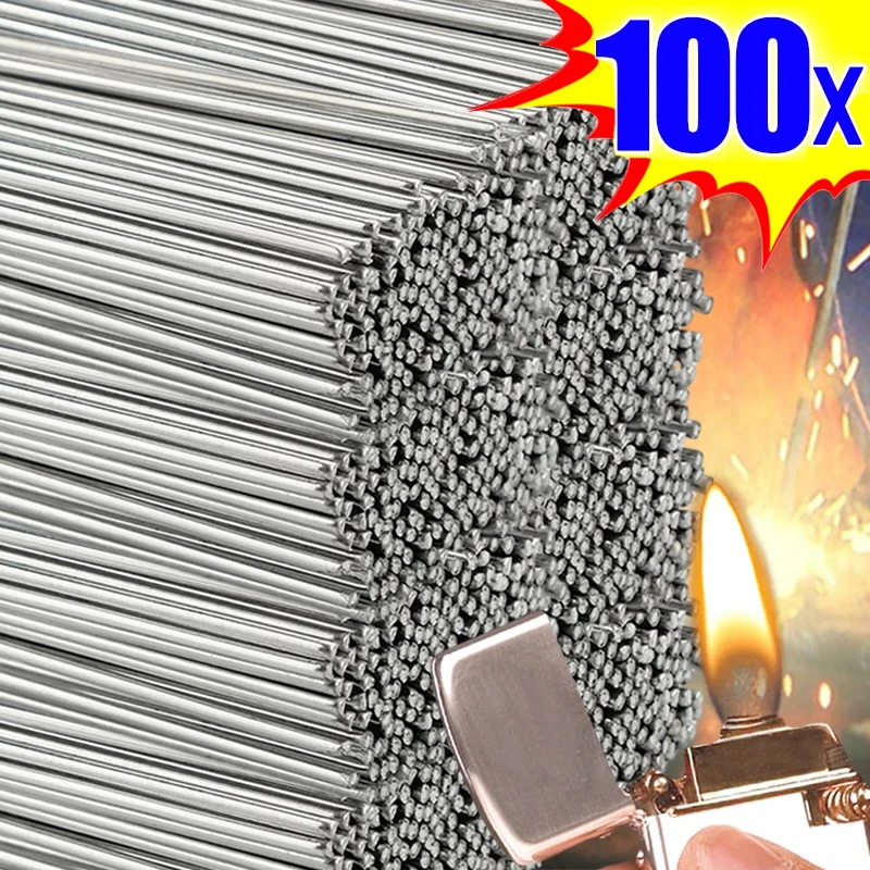 100/10Pcs Low Temperature Easy Melt Aluminum Universal Silver Welding Rod Cored Wire Rod Solder No Need Solder Powder Weld Bar