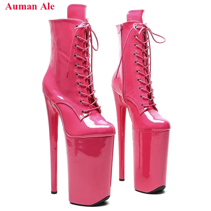 

Auman Ale New 26CM/10inches Patent Upper Sexy Exotic High Heel Platform Party Women Boots Pole Dance Shoes