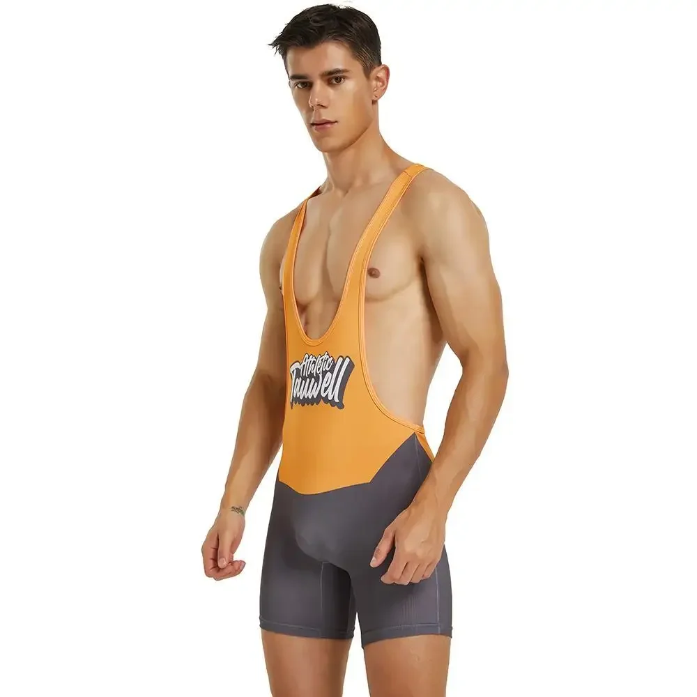 Description Picture 6 of itemMens Undershirts Bodysuit Wrestling Singlet Fitness Workout Vest Man Underwear Bodybuilding Jumpsuit Training Fitness Clothes