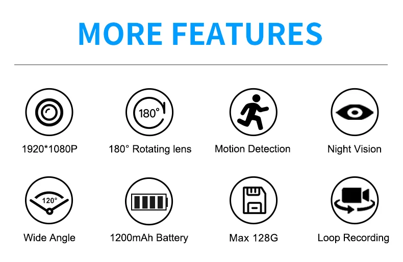 Description Picture 3 of itemMD90 Mini Camcorder 1080P Body Camera Night Vision Sport Outdoor DV Voice Video Recorder Action HD Cam Recorder
