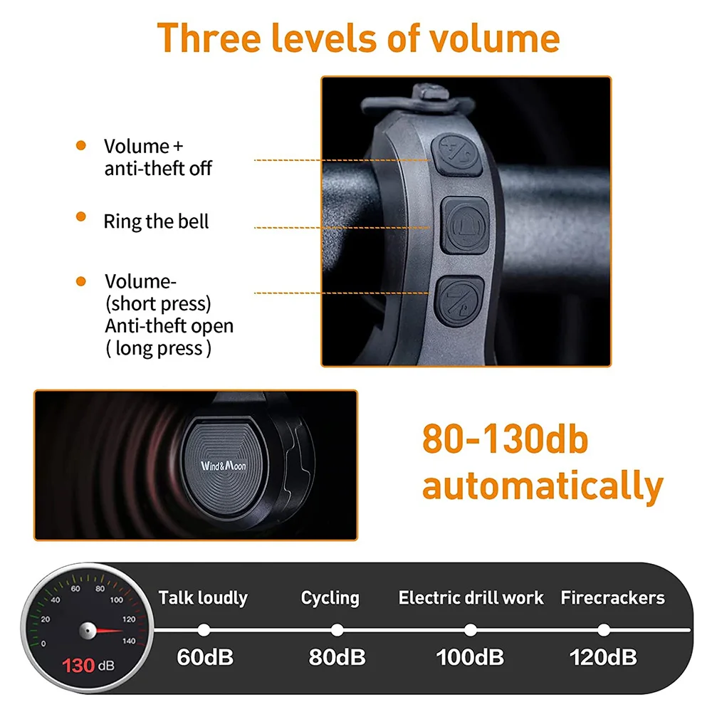 Bicycle Bell Waterproof Horn Portable USB Charging Safety Electric Mountain Bike Alarm Loud Bicycle Accessories bicycle bell mountain bike bell bicycle horn bicycle alarm bicycle accessories