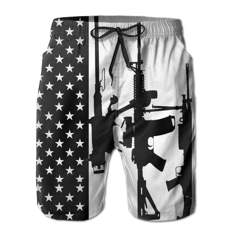 American Flag Gun Weapons Graphic Shorts Pants 3D Printing Hip Hop y2k Board Shorts Summer Hawaii Swimsuit Cool Surf Swim Trunks 6