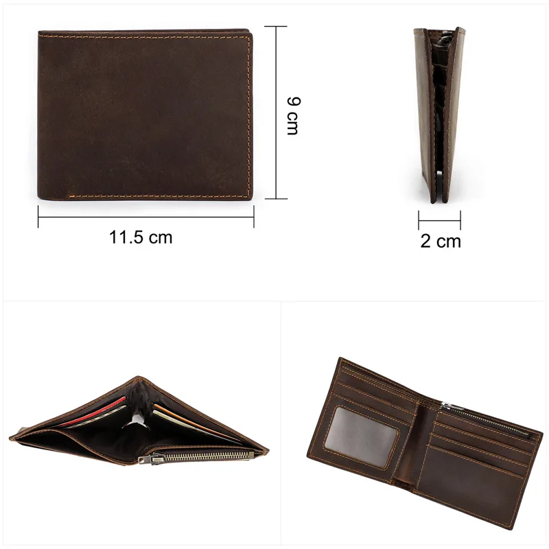 Men's Wallet Retro RFID Blocking Short 2 Fold Genuine Cow Leather Coin Purse Constellation LOGO Custom